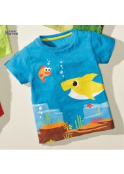 2022 Little Maven Summer Boys T-shirt Short Sleeve Clothes With Animal Shark For Kids Baby Breathable Cotton Tops