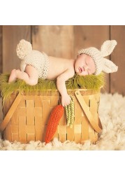 Newborn Baby Clothes for Girls Boys Crochet Knit Costume Photo Photography Prop Accessories Rabbit Baby Caps Hats roupa de bebe