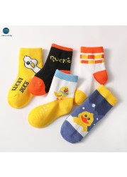 5pairs/lot Baby Socks Autumn Winter Warm Cotton Kids Socks Cute Girls Cartoon Duck Boys Infant Socks Accessories Miaoyoutong