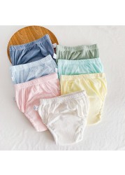 4pcs/lot Baby Training Pants Leakproof Washable Waterproof Cotton Infant Baby Diaper Hollow Out Breathable 6 Layers Crotch