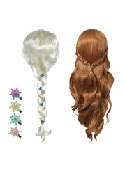 Princess Anna and Elsa Hair Bands for Girls 2 Wigs Fancy Party Accessories Princess Hair Decorations Christmas Hair Clips Kids Jewelry New Set