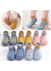 Unisex Children's Anti-Slip Shoes Cartoon Animal Fox Baby Girls First Walkers Boys Shoes Soft Rubber Outside Sole Toddler Pink