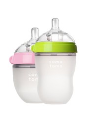 Green/Pink Silicone Baby Bottle 5oz and 8oz Baby Bottles 2 Pack BPA Free Feeding Bottle Babies Kids Drink Milk mamadeiras