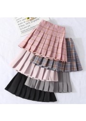 Girls Skirts Autumn Vintage Pleated Plaid Skirts School Teenage Girl Spring Kids Skirt Children Clothes 3 4 6 8 10 12 14 Years