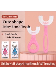 Infant Children Toothbrush 360 Degree U-Shape Oral Cleaning Silicone Brushing Kids Teeth Dental Care Hand-Version