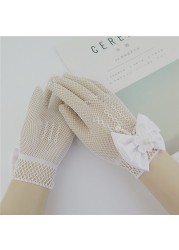 1 Pair Girls Kids White Lace Faux Pearl Fishnet Gloves Communion Flower Girl Bride Wedding Party Accessories