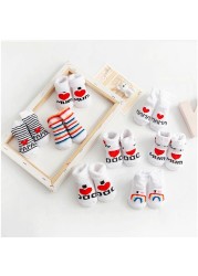 Spring Summer Baby Girls Boys Cotton Soft Socks for Newborn Baby Letter Printed Warm Infant 0-6 Months Clothes Accessories