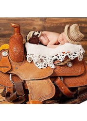 Newborn Baby Cute Cowboy Crochet Knit Costume Prop Outfits Photo Photography Baby Hat Photo Props Outfit