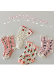 MILANCEL 2022 Spring New Kids Socks Floral Girl Sock Cotton Casual Girls Socks Korean Children Socks