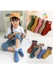 Cotton Kids Socks Autumn Winter Cute Smiley Happy Boys Girls Socks Cute Cartoon Newborn Infant Baby Socks 1-12 Years