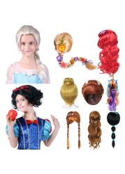 Frozen Wig Princess Braid Elsa Cosplay Accessories Unicorn Snow White Melida Descendant of Moana Tinker Bell Wigs Rapunzel