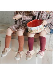 Baby Girls Socks Soft Cotton Knee High Socks Kids Boys Solid Color Socks Leg Warmers 2021 Spring Autumn