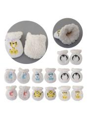 1 Pair Winter Gloves Anti-grab Mittens Thicken Warm Fleece Glove Cute Boys Girls Hand Warmer for Newborn Gifts