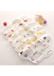 2Pcs 360 Degrees Rotating 8 Layer Cotton Infant Baby Bibs Cute Various Printed Waterproof Soft Comfortable Saliva Towel Baby Bib