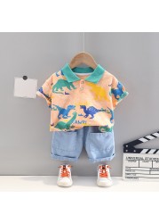 Boys Clothing Sets 2022 Summer Baby Tracksuit Kids Cartoon Dinosaur T Shirt Shorts Infant Clothes Outfits Child 2 Piece Suit