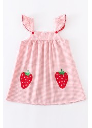 Girlymax Brothers Spring/Summer Baby Girls Strawberry Plaid Gingham Shorts Set Smocked Romper Kids Clothes