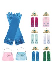 Princess Bowknot Gloves For Girl Kids Frozen Elsa Anna Cosplay Performance Mickey Headband 3pcs Snow Queen Bag Set JYF