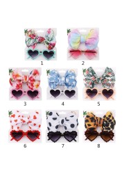 2pcs Newborn Photography Props Sunglasses Headband Set Baby Infant Photo Hair Band Glasses Sunglasses Kit