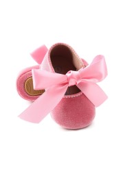 Newborn Baby Girl Shoes First Time Walker Shoes Princess Butterfly Lace-Up Shoes Rubber Anti-slip Baby Shoes