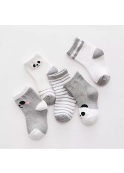 Laadka 5pairs/set Striped Cotton Newborn Baby Boys Girls Socks Cartoon Fashion Socks for Girls Boys Toddler Clothes Accessory