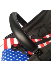 Ruiwjx - Stroller Armrests Cover, PU Leather, Water Resistant, Bar Handle, Zipper Protector, Stroller Accessories