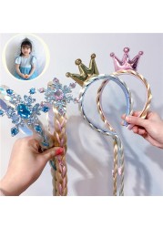 Elsa Cosplay Weaving Tangled Braid Kids Rapunzel Princess Hair Headband Girl Wig Princess Girls Headband Kids Hair Hoop Braided