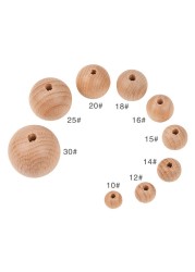 100pcs Wooden Teething Accessories 10-30mm Wooden Teether Chewing Round Beads DIY Craft Jewelry Eco-friendly Beech