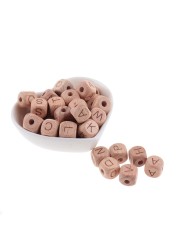 200pcs 12mm Beech Wooden Beads For Baby Wood Letters Bead Baby Teether Diy Beads With Silicone Teether Letters Alphabet