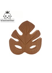 Baby Nursing Teether Accessories Beech Wood Leaves Food Grade Sensory Toy DIY Teething Jewelry Pendant Baby Teether