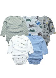 3/4/5pcs Baby Spring Autumn Outerwear Long Sleeve 100% Cotton Boys Girls Clothes Newborn 0-24 Months Clothes