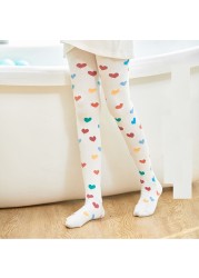 New 2-8 Years Children Cotton Baby Girls Pantyhose Spring Autumn Winter Love Pattern Tights Kids Infant Knitted Tights