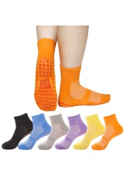 6 pairs/lot anti slip socks kids adults non slip sticky grip floor socks toddler child adult anti slip men and women trampoline sock