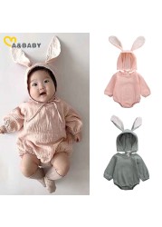 Ma & baby 0-24M Infant Newborn Baby Girls Boys Romper Soft Long Sleeve Jumpsuit Rabbit Ear Hat Outfits Easter Bunny Clothes