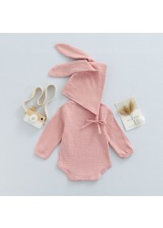 Ma & Baby 3-24M Newborn Infant Baby Boys Girls Bunny Romper Long Sleeve Jumpsuit Long Ear Hat Autumn Spring Easter Clothes D84