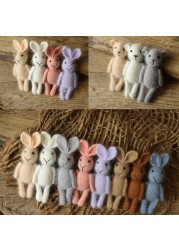 Newborn Photography Props Handmade Knitted Dolls Rabbit Bear Baby Photography Studio Accessories