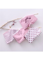 Girls Panties Kids Underwear Cotton Children's Briefs Wave Point Trellis Cartoon Short 4pcs/lot