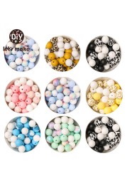 Let's Make 50pcs 12mm Silicone Aquatic Beads Planet Leopard Round Beads DIY Chewing Teething Beads BPA Free Baby Teether Toys