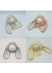 Very Lovely Newborn Long Furry Rabbit Bonnet Fluffy Baby Girl Boy Hat Baby Photography Props Infant Photo Bonnet Newborn Props