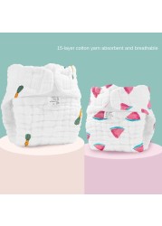 15 Layer Pure Cotton Diapers Newborn Cloth Diapers 0-12 Months Baby All Cotton Diapers Reusable Children Training Pants Underwear