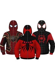 Autumn Fashion Boys Full Sleeve Full Zipper Hoodies Children Sweatshirts Super Heroes Cosplay Costume Outwear Kids Coats