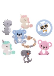 10pcs Silicone Teething Babies Accessories Newborn Baby Teether Baby Products Personalized Pacifier Bear Dinosaur Koala BPA Free