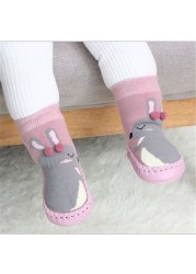 baby indoor sock shoes newborn baby socks winter thick terry cotton baby girl sock with rubber soles infant animal funny sock