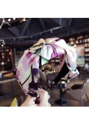 Fashion Simple Floral Wide Side Hairband Hair Hoop Bow Satin Flower Headband For Women Turban Headwear Makeup Accessories