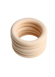 5pcs 70mm Baby Wooden Teething Rings Necklace Bracelet DIY Crafts Natural New 95AE