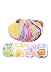 10pcs Baby Bibs Cotton Cute Cartoon Pattern Baby Waterproof Saliva Towel Fit 0-3 Years