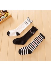 3 Pairs Kids Girls Boys Toddlers Girls Socks Knee High Long Soft Cotton Baby Socks Stripped Children Socks School Clothes