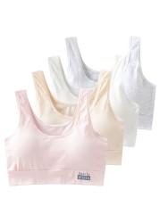 4pcs/lot Girl Sports Bras Teenagers Training Bra Clothes 9-18 Years Adulescent Kids Underwear Push Up Teenagers Bra With Chest Pad