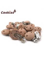 20pcs Wooden Pacifier Clip Nursing Accessories Beech Pacifier Clips Chew Teething DIY Dummy Clip Chains Baby Teether