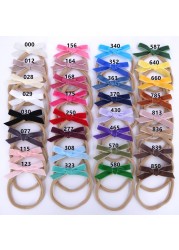 32pcs mini velvet ribbon bow nylon headband newborn baby boy velvet bow hair bands accessories