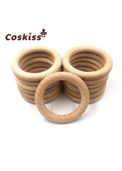 Baby Teether Wood Teething Beads Beech Wooden Ring DIY Wooden Teething Necklace